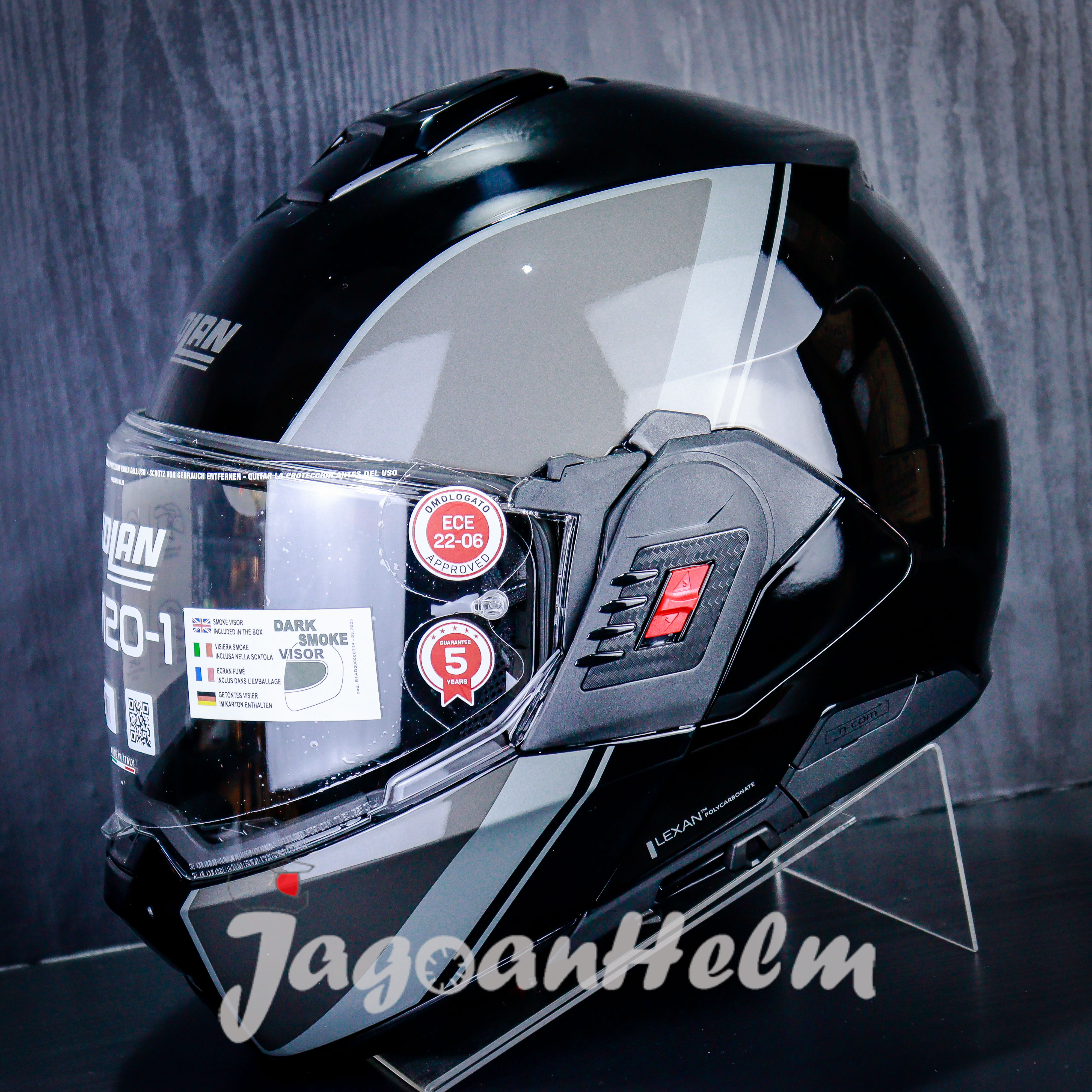 NOLAN HELM N1201 VERNICIATURA SPECIALE NCOM #341 | BLACK GREY SILVER | N120-1 MODULAR Harga 8,360,000 rupiah*Gratis Ongkir