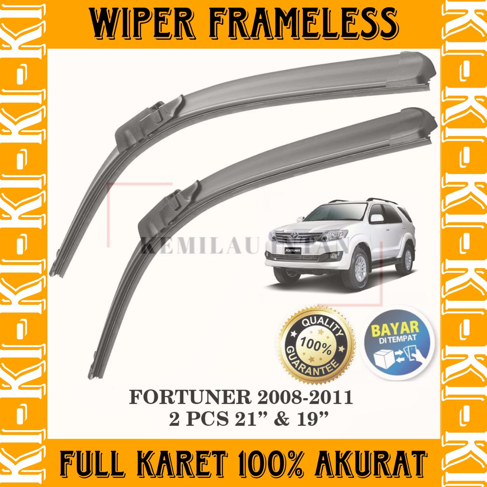 Wiper Frameless Toyota Fortuner Wiper Frameless Full Karet Anti Baret Kemilau Intan Harga 49,000 rupiah*Gratis Ongkir