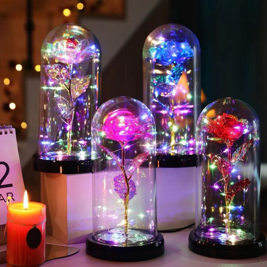 Lampu Bunga LED Mawar Dekorasi hadiah box Hampers Bunga Mawar Rose Bunga Hadiah Valentine hadiah