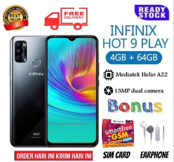INFINIX HOT 9 PLAY 6000mAh 4GB/64GB - Bergaransi - FULLSET Harga  750,000 Ringgit*Penghantaran Percuma