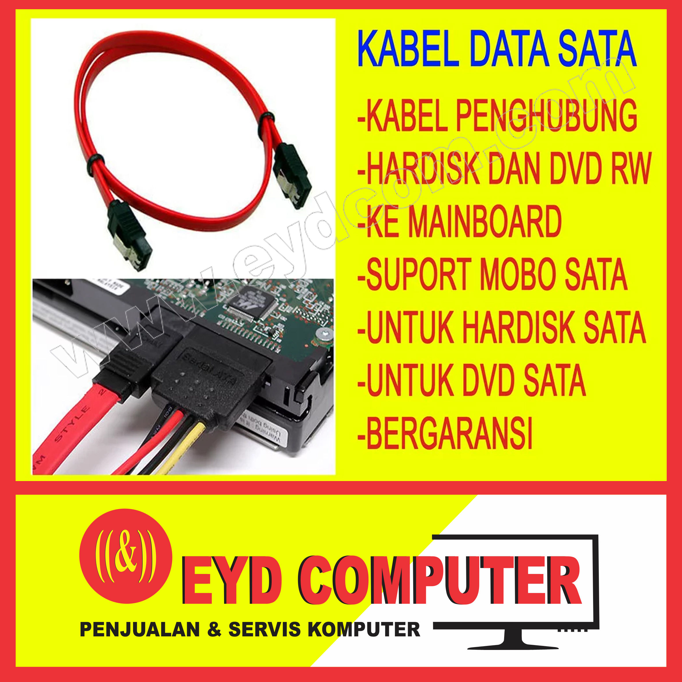 KABEL DATA SATA INTERNAL PC CABLE HARDISK DVD RWROM KOMPUTER HDD