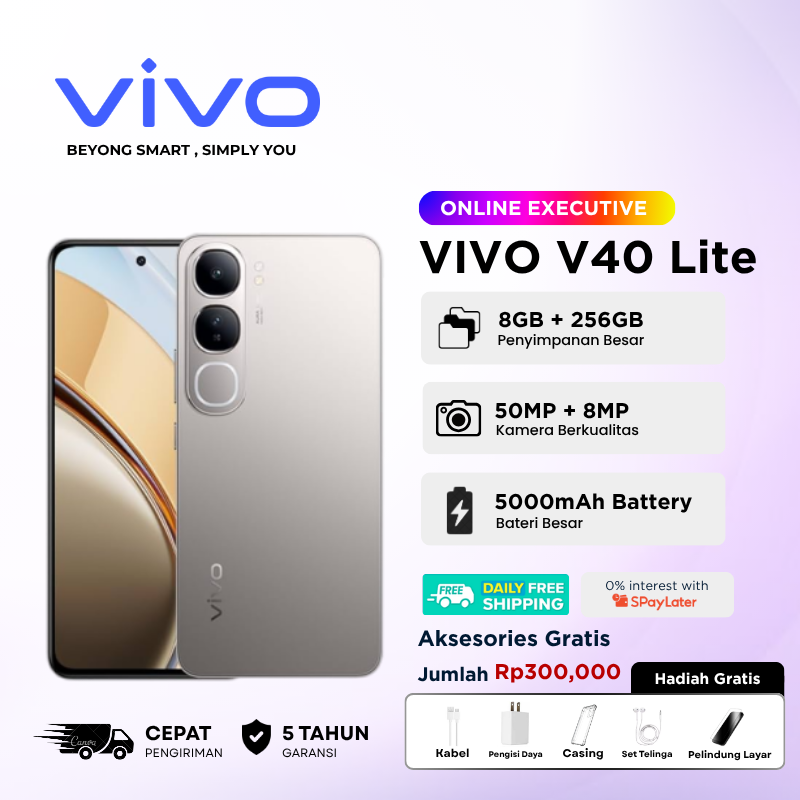 Smartphone V40 Lite 5g Android – 120Hz Amoled Screen, Large Ram, Large Memory, 64Mp Camera + Clear Selfie, Long-Lasting Battery Fast Charging 44W, Premium Elegant Thin Design Harga 1,778,010 rupiah*Gratis Ongkir