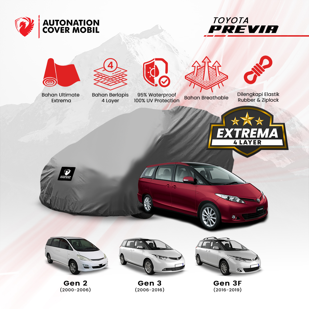 Autonation Garage - Cover Mobil Toyota Previa Extrema 4 Layer Harga 1,220,000 rupiah*Gratis Ongkir