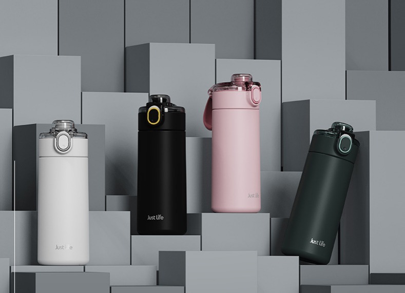 (J183) New Stainless Thermos Drinking Bottle 400ml Just Life Motif