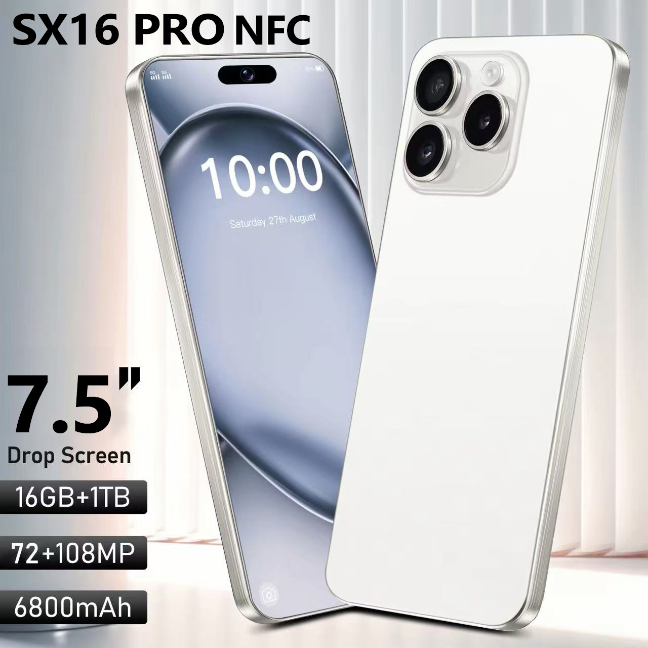 promo trade in hp SX16 PRO 7.5inch 5G Handphone 6800mAh RAM 16GB+1TB HD Kamera Baterai Dual SIM Smartphone HD Kamera 5G WiFi hp murah Original Siswa Belajar Ponsel Penjaminan Kualitas Resmi Produk Resmi Bisa COD Harga 949,000 rupiah*Gratis Ongkir