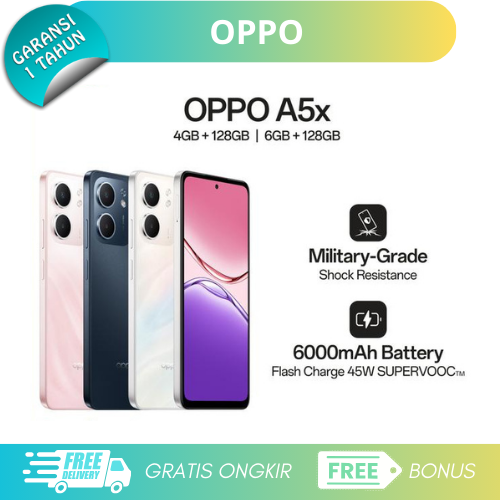 Oppo A5X 6/128Gb - Snapdragon 6S Gen 1 - Ip65 - Dual Sim (Nano) Giá 1,570,000 Đồng*Miễn phí vận chuyển