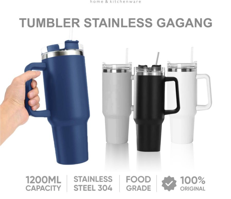 Permataunik-jumbo stainless steel handle tumbler drinking water bottle jumbo grip 1200ml