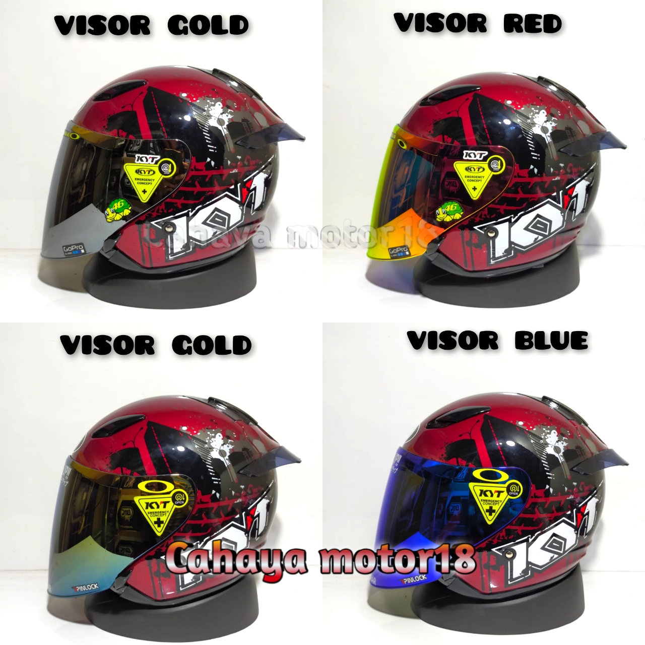 PAKET GANTENG HELM KYT DJ MARU #10 RED MAROON KACA IRIDIUM|FREE STIKER DAN SPOILER KYT CUSTOM Harga 330,000 rupiah*Gratis Ongkir