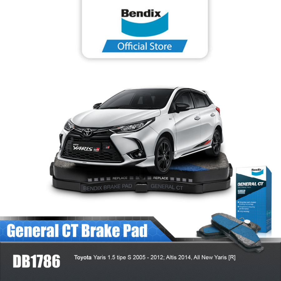 Bendix Toyota Yaris 2005 - 2016 car rear brake pad db1786gct Harga 781,600 rupiah*Gratis Ongkir