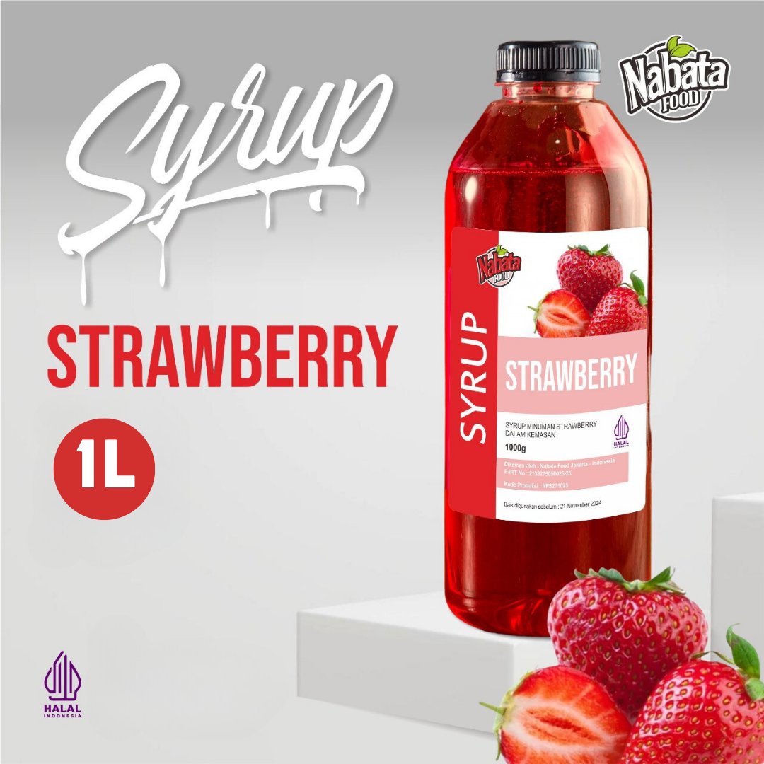 Sirup Strawberry Ala Cafe 1 liter Nabata Food | Strawberry Syrup