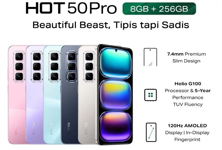 Infinix Hot 50 Pro 8/256GB - Up to 16GB Extended RAM - Helio G100 - 6.78 inch 120Hz Amoled - 50MP - 5000 mAh - NFC Harga  2,189,000 Ringgit*Penghantaran Percuma