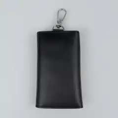 Dompet Gantungan Kunci Mobil Purse Fashion Kunci Mobil Motor STNK Polos Car 6 Key Slot and 1 Card Slot Key Chain PU Leather Lipat Pocket Wallet Folding Foldable Kunci Rumah Lemari Motorcycle Aksesoris Pria Wanita Berkendara Biker Ride  SKM0062 - Black