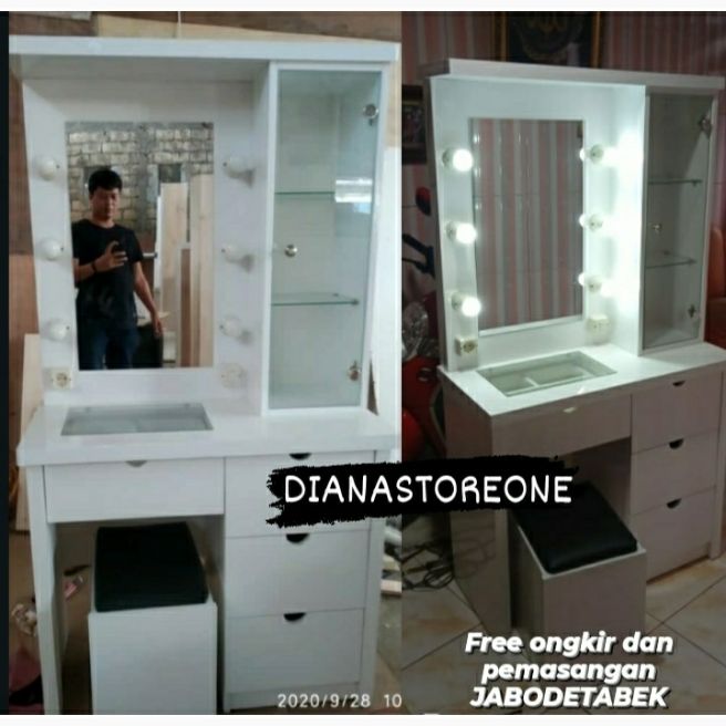 Meja Rias Simple Elegan Full Lampu Lazada Indonesia
