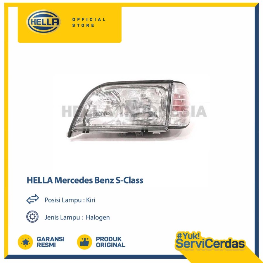 Headlamp Mobil Hella Mercedes Benz S-Class Kiri Halogen - Lampu Depan Harga 3,535,200 rupiah*Gratis Ongkir