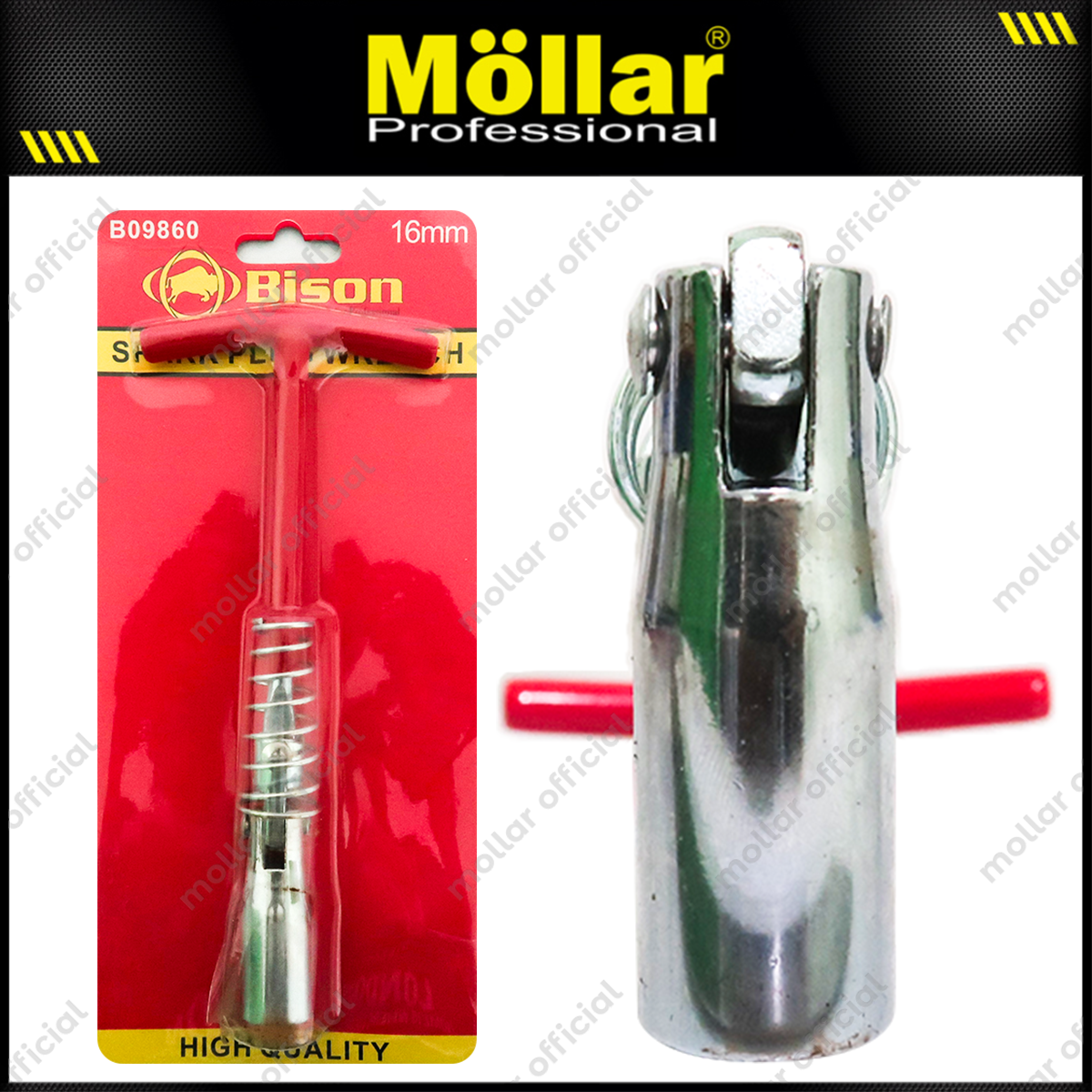 BISON B09860 Kunci Busi 16 mm Fleksibel Buka Sock Spark Plug Wrench Harga 23,500 rupiah*Gratis Ongkir