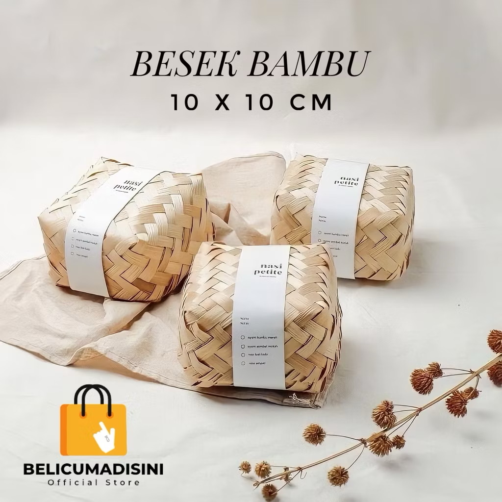 Besek Bambu 10x10 CM / Besek Nasi Kurban Makanan SET Packaging Hampers / Anyaman Bambu Kerajinan Tangan