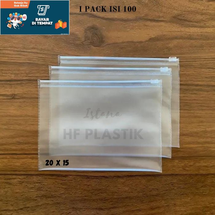 Pouch Zipper Mika PVC 15 x 20 cm Polos Ziplock Dompet Masker