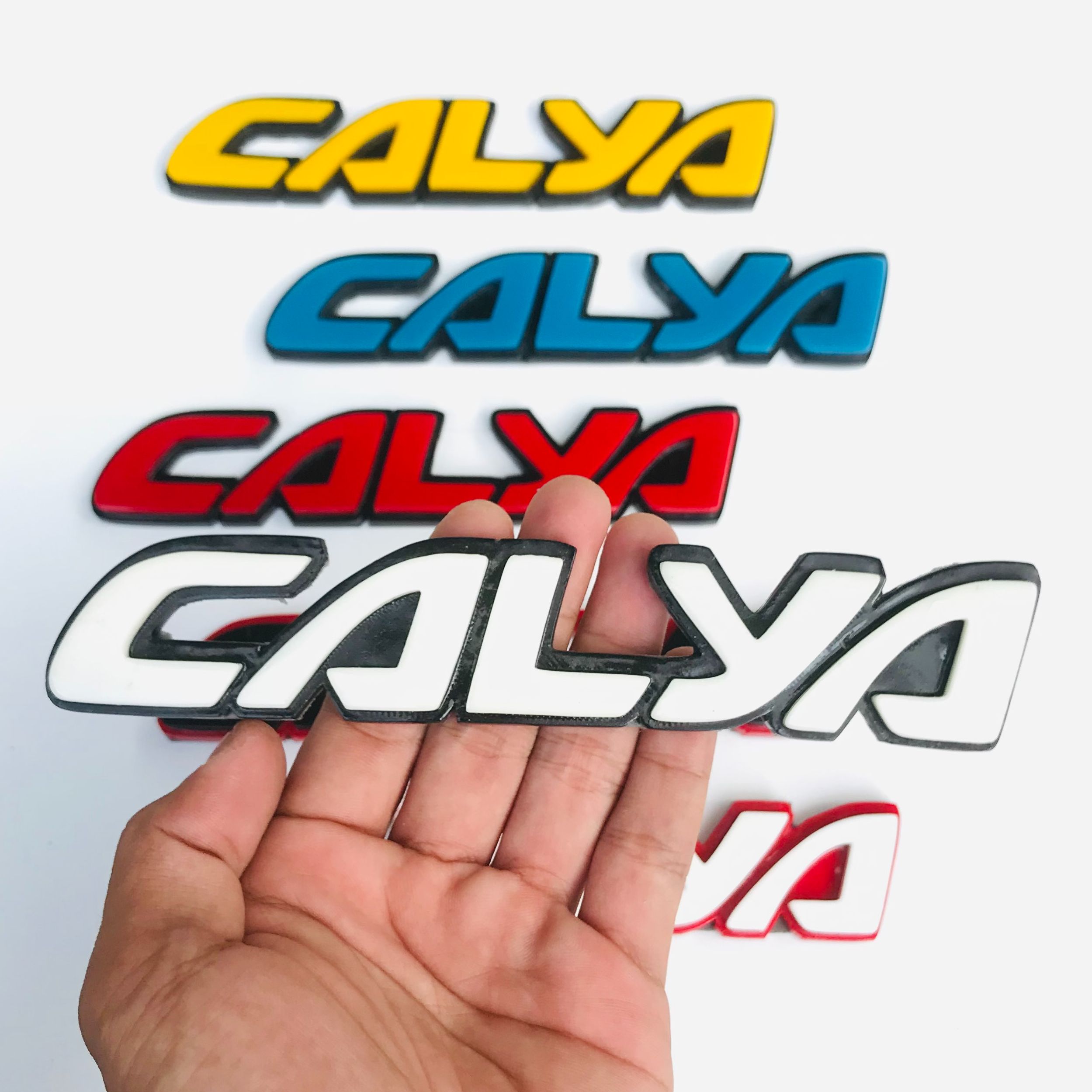 EMBLEM MOBIL CALYA EKSTERIOR MOBIL TOYOTA VARIASI TIMBUL 3D BAHAN FIBERGLASS Harga  65,000 Ringgit*Penghantaran Percuma