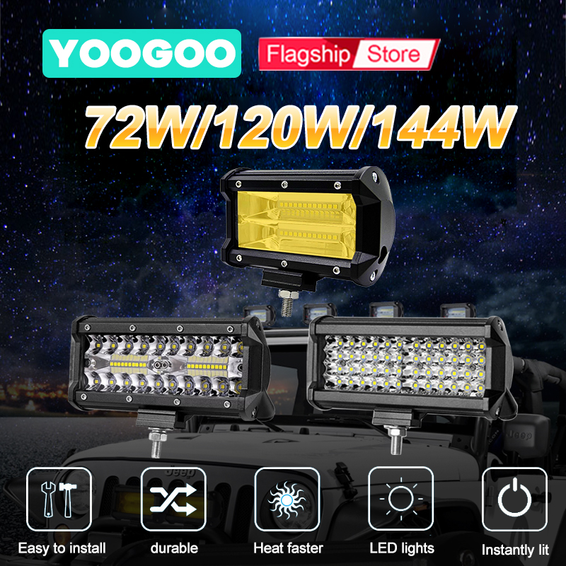 YOOGOO Lampu LED Light Mobil Motor 72/120/144W 24 MATA 2 Susun LED Kuning/Putih Harga 49,000 rupiah*Gratis Ongkir