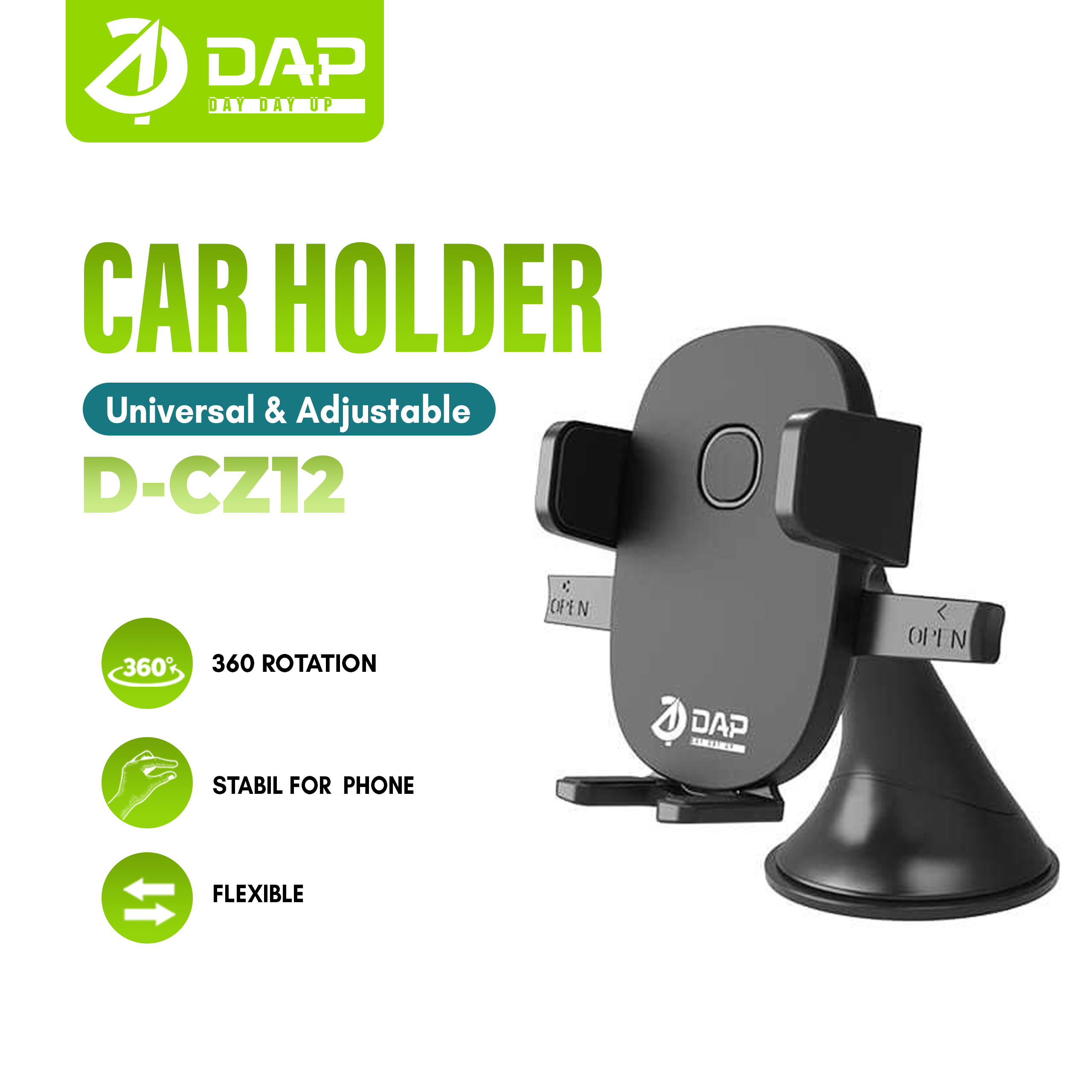 Universal Car Holder DAP D-CZ12 360 Rotable For Smartphone Car Stand Holder - Garansi Resmi 1 Tahun Harga 55,000 rupiah*Gratis Ongkir