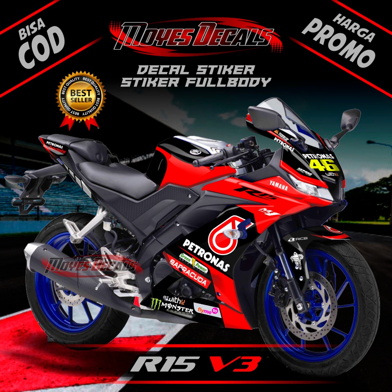Sticker Striping Decal Yamaha R15 V3 