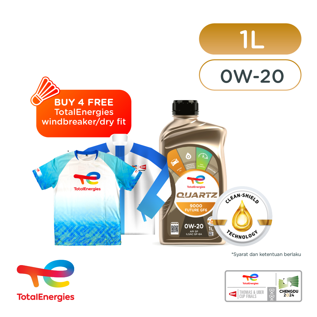 Promo Badminton Quartz 9000 Future 0W-20 SP GF-6 Oli Mesin (1L x4) Harga 620,000 rupiah*Gratis Ongkir