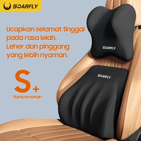 Soarfly new style luxury car pillow neck back rest big memory foam leather premium pillow quality car neck pillow Harga 46,463 rupiah*Gratis Ongkir