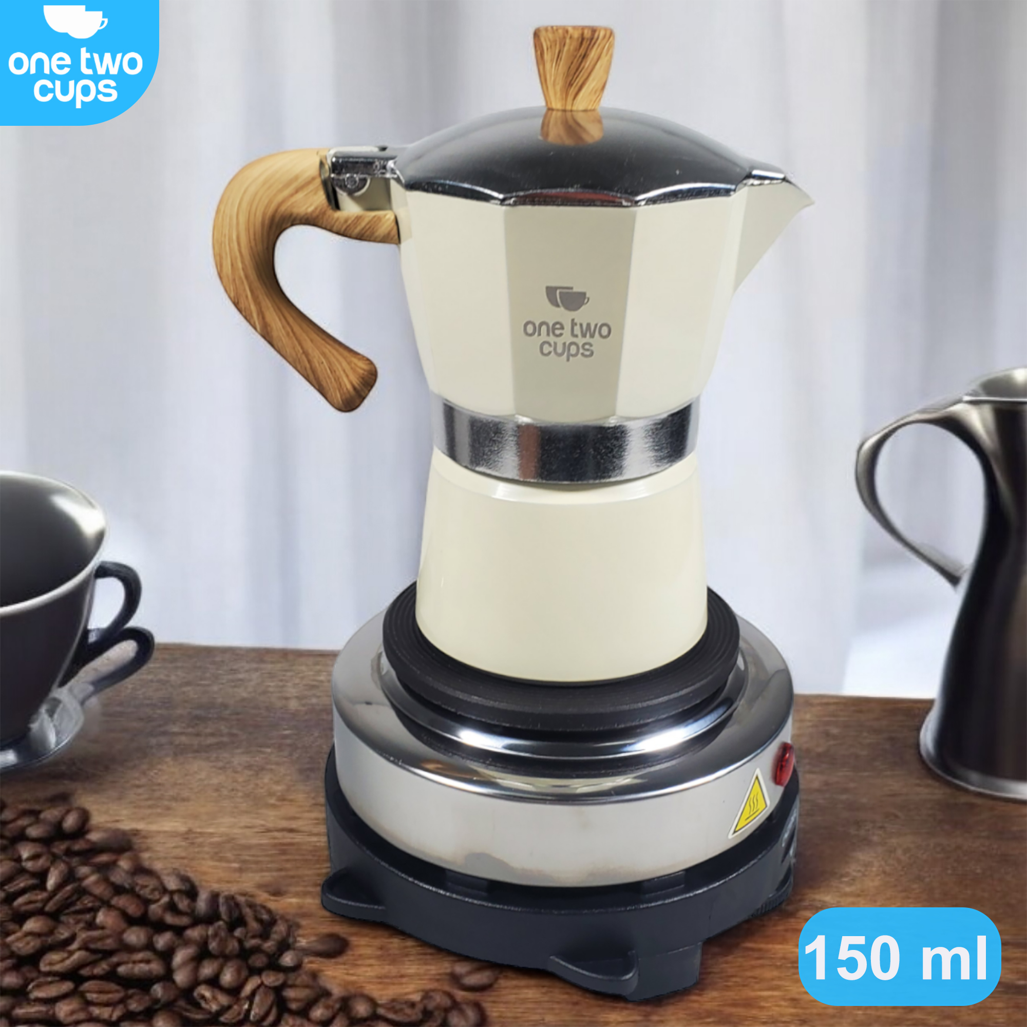 Moka pot set 150 ml 3 cup capacity coffee maker W/500 watt heater