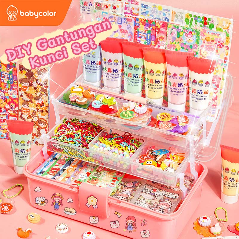 Babycolor 1004PCs DIY acrylic key chain Guka set DIY keychain sets sticker card Luca Guka box cream guโฆ
