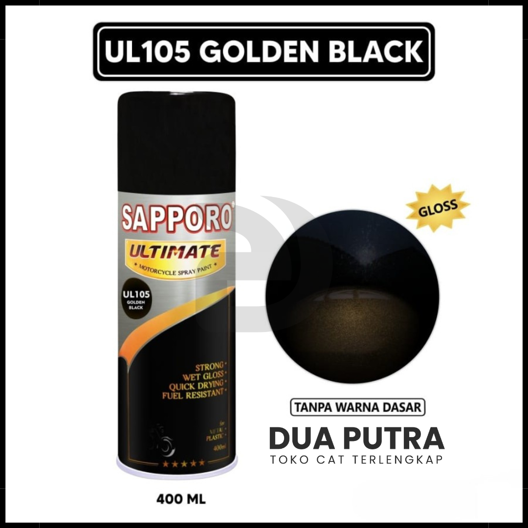 Sapporo Ultimate Spray paint pack 400ml ul105 Golden Black Harga 146,000 rupiah*Gratis Ongkir