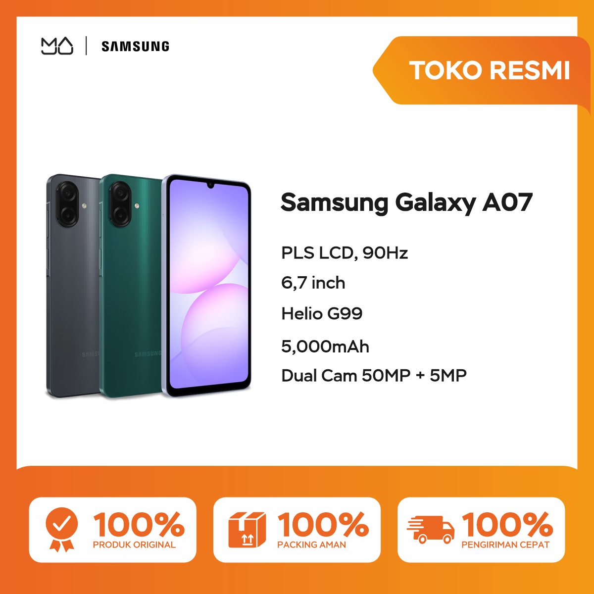 Samsung Galaxy A07 4/128Gb [Helio G99, Pls Lcd, Infinity-U Display, 90Hz, 5,000Mah] - Official Guarantee Harga  1,699,000 Ringgit*Penghantaran Percuma