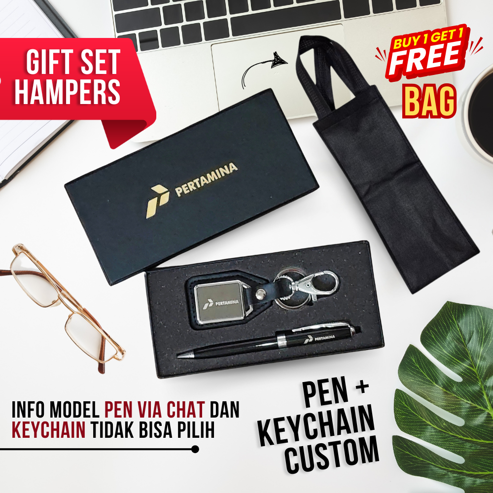 hadiah Set Souvenir 2 in 1 – Pulpen, Card Holder | Exclusive Hampers & Souvenir Kantor