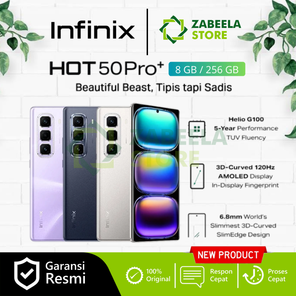 Infinix Hot 50 Pro Plus NFC [8/256 GB] [Curved Display] JKT48 Garansi Resmi Infinix Indonesia Giá 2,549,000 Đồng*Miễn phí vận chuyển
