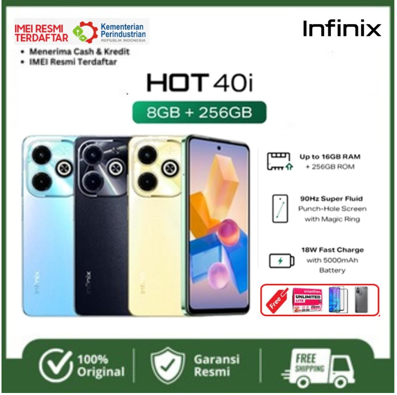 Infinix HOT 40i NFC 8/256 GB Main Camera Single 50 MP - Garansi Harga  1,520,000 Ringgit*Penghantaran Percuma