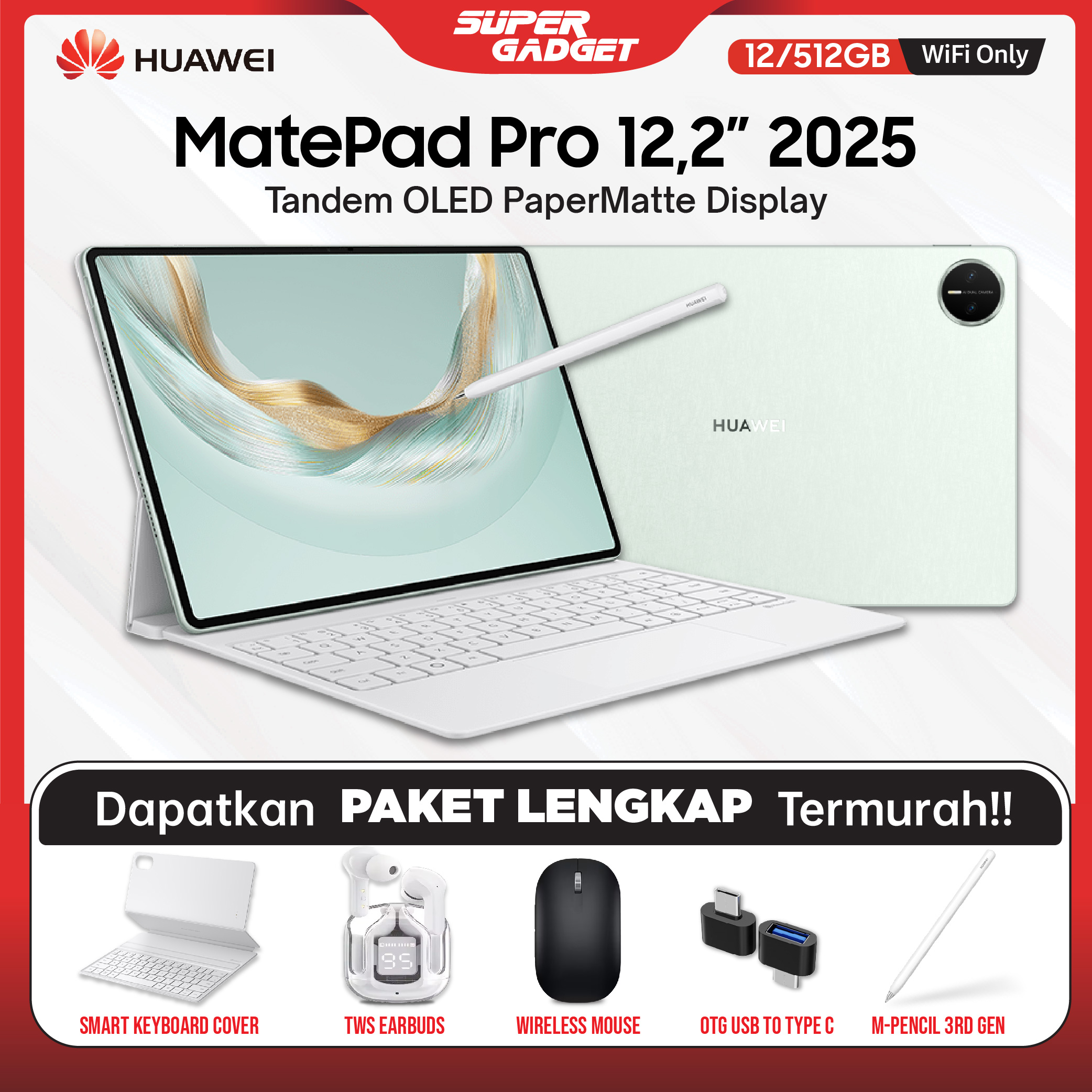 Huawei Matepad Pro 12.2 Inch Papermatte 2025 12/512 Gb Tablet 12 Inch Harga 12,599,000 rupiah*Gratis Ongkir