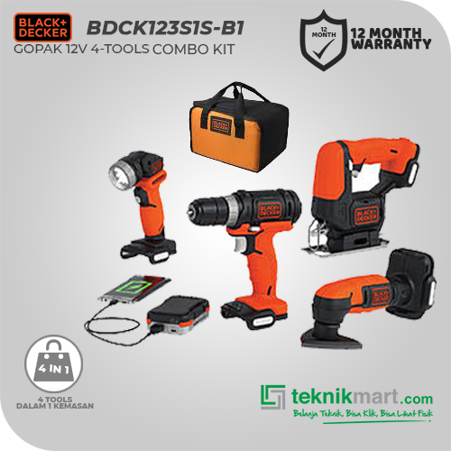 Black & Decker GoPak 4-Tool Combo Kit BDCK123S1S Harga 2,391,700 rupiah*Gratis Ongkir