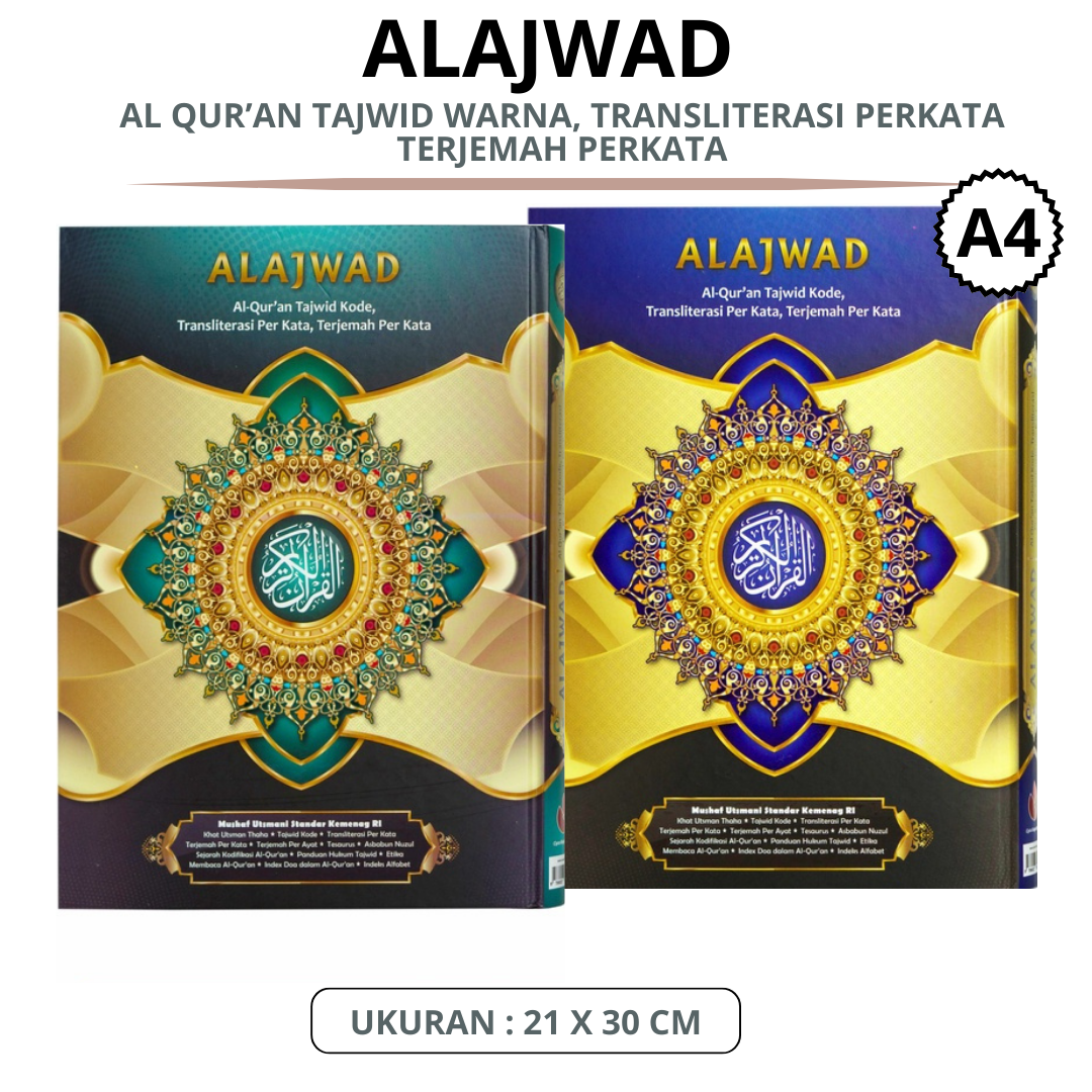 Alquran Besar Tajwid Kode AL AJWAD Ukuran A4 Transliterasi Per Kata Terjemah Per Kata Kertas HVS"