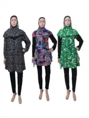 SPEEDS Baju renang JUMBO  set muslimah lengan panjang hijab swimsuit hijab readystock 1002