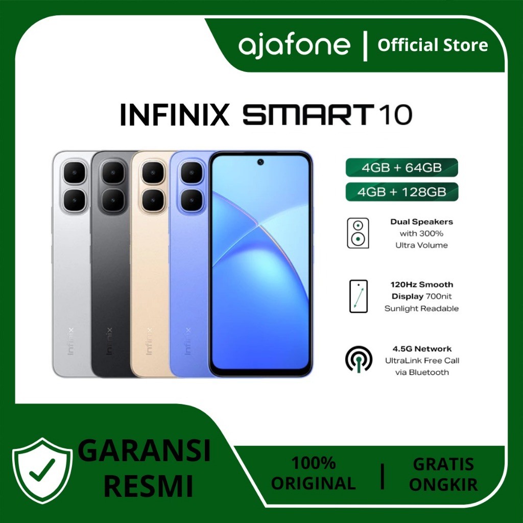 Infinix Smart 10 4/64GB | 4/128GB original authorized warranty Giá 1,099,000 Đồng*Miễn phí vận chuyển
