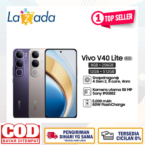 Vivo V40 Lite 5G 4G LTE 12GB/512GB 8 GB/256GB 8 GB/128GB v 40 512 256 - 8 GB 128GB BNO Harga 2,083,200 rupiah*Gratis Ongkir