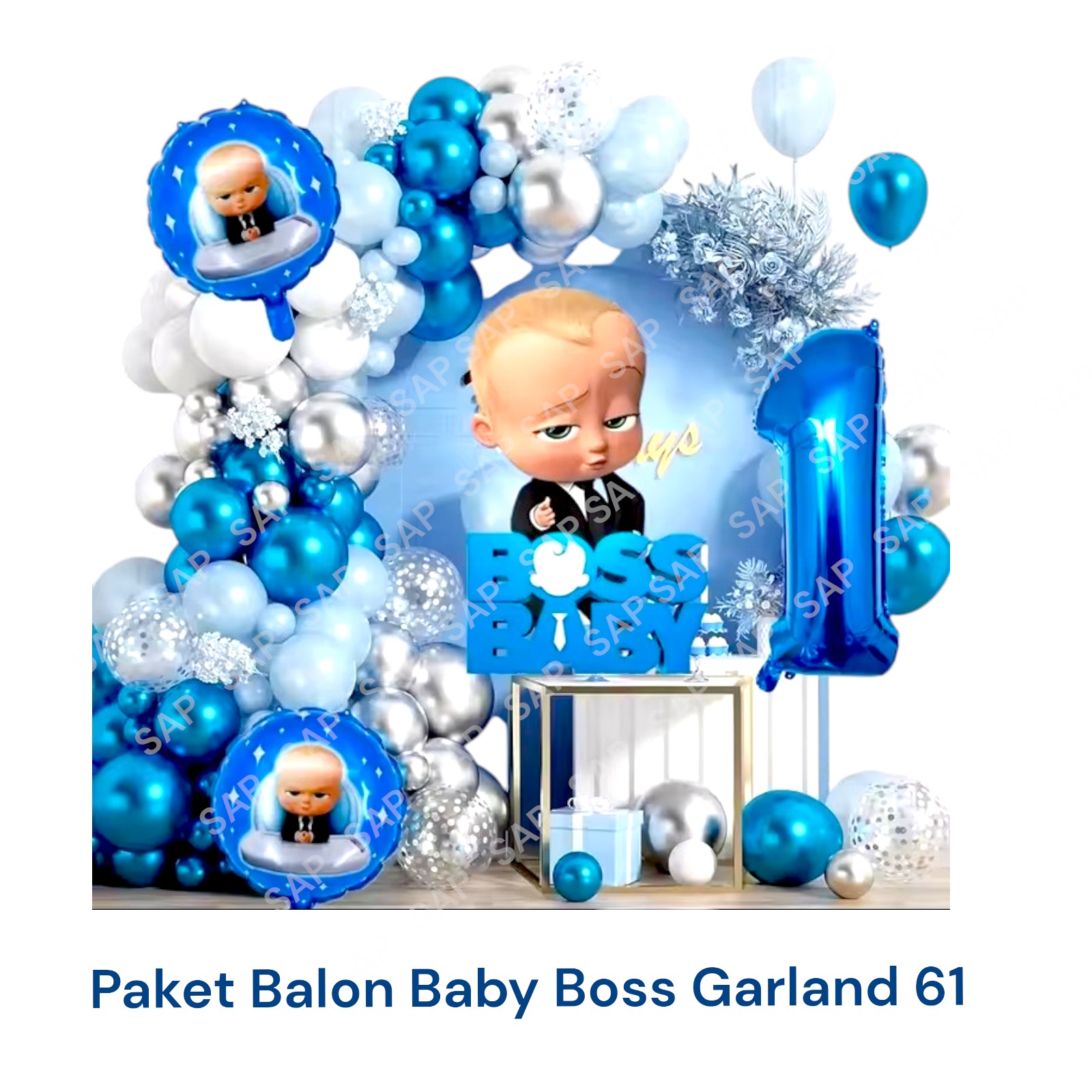 Paket Balon BABY BOSS GARLAND 61 / Dekorasi Ulang Tahun Balon Latex