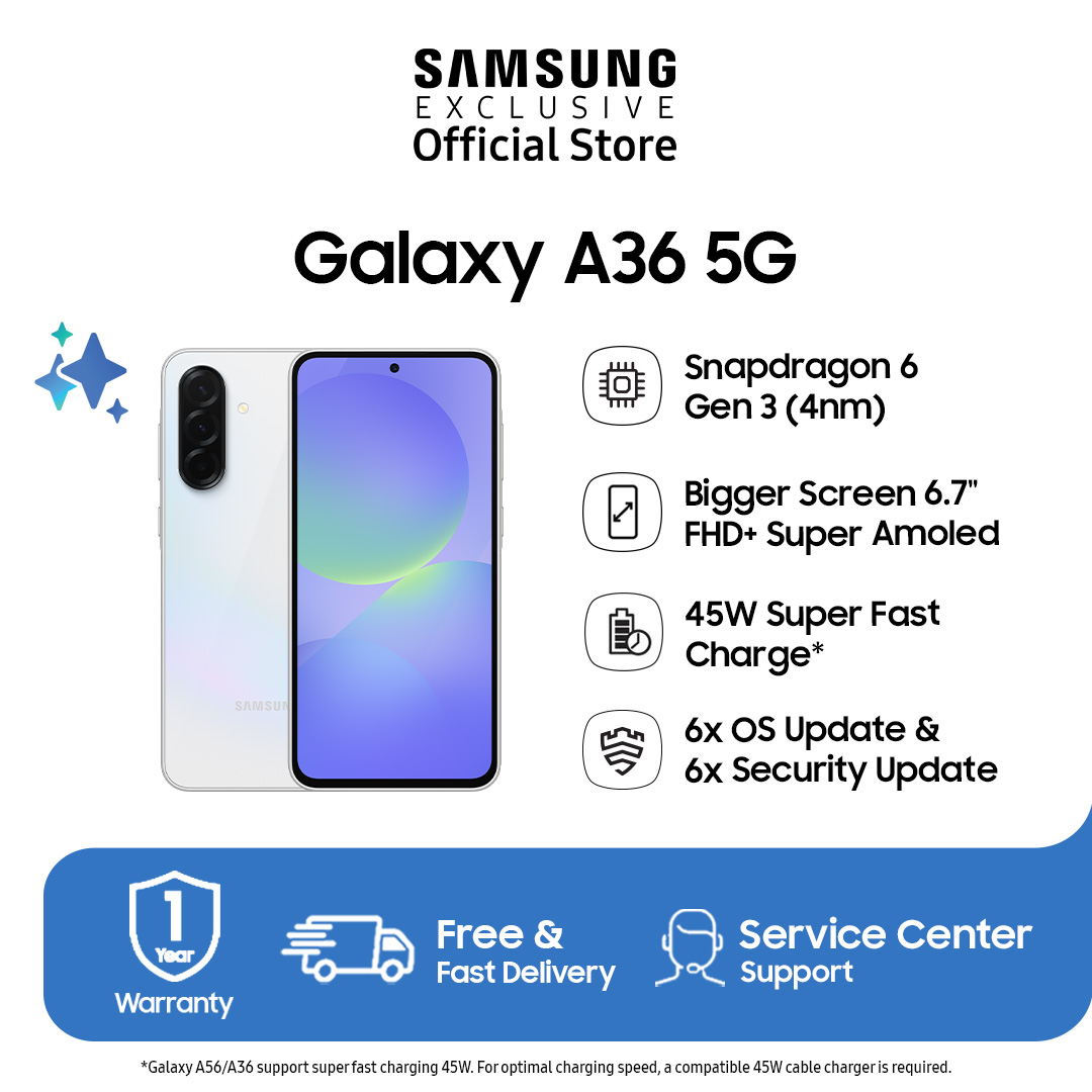 Samsung Galaxy A36 5G 12/256 GB [Upgrade dari 8/256 GB] - Awesome White Harga  5,499,000 Ringgit*Penghantaran Percuma