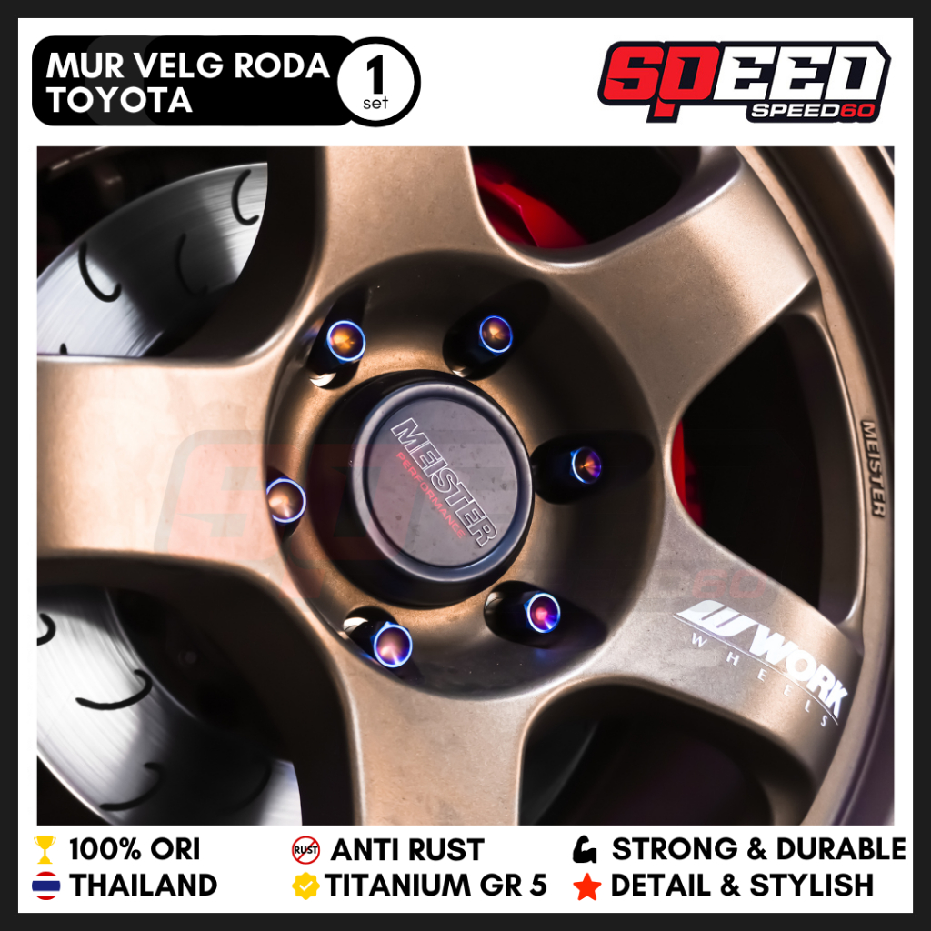 Titanium lug nut wheel lug nut rims Toyota Fortuner Innova calya Veloz Avanza Hilux Yaris Agya raise King Nut Harga 1,750,000 rupiah*Gratis Ongkir