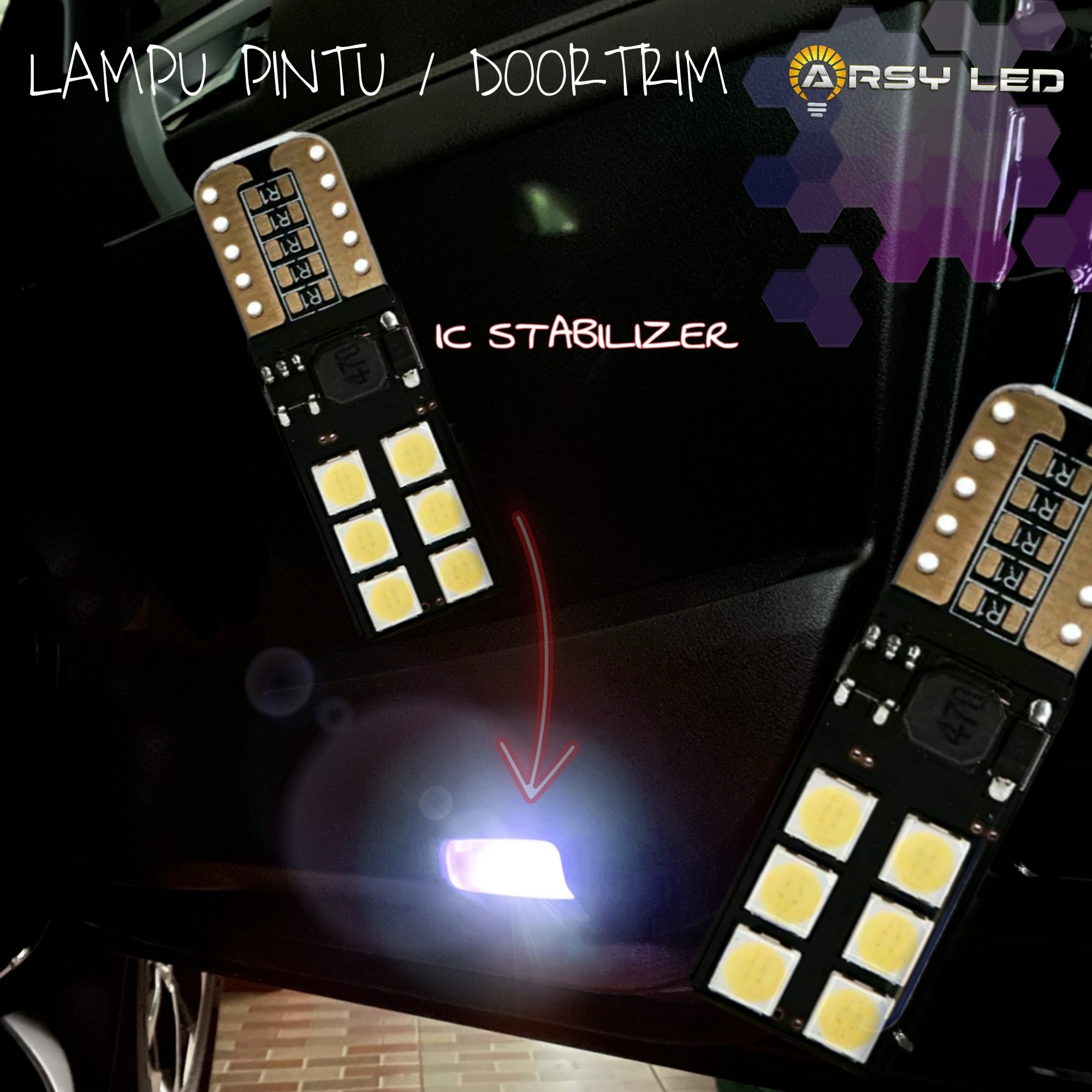 ARSYLED Lampu Pintu Doortrim LED Innova Reborn Fortuner isi 4 Buah Super Terang T10 Chip 3030 Harga 100,000 Ringgit*Penghantaran Percuma