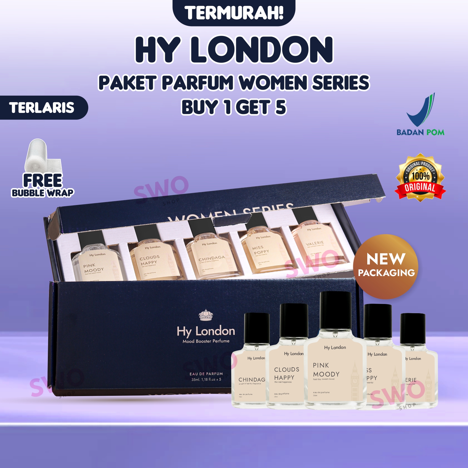 Hy London Parfum hadiah Set 5in1 Perfume Exclusive Package Box EDP 35ml