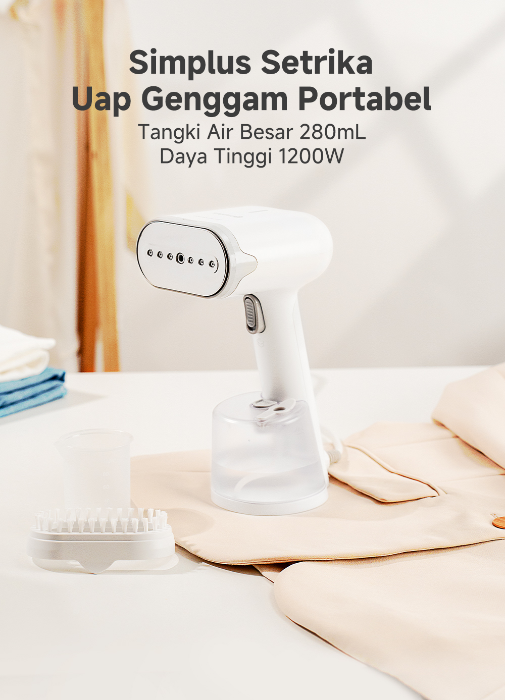 Simplus Setrika Uap Genggam Kapasitas Besar 280ml Daya 1200W Pemanasan 30  detik Setrika Stainless Steel Anti Lengket Setrika Uap Nonstop 23G/Menit -  Lazada | Lazada Indonesia