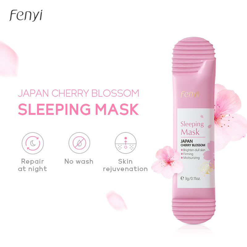 Lazada Indonesia - Fenyi Sakura Sleeping Mask Mencerahkan Warna Kulit Krim Malam Cherry Blossom Tanpa Bilas 3g