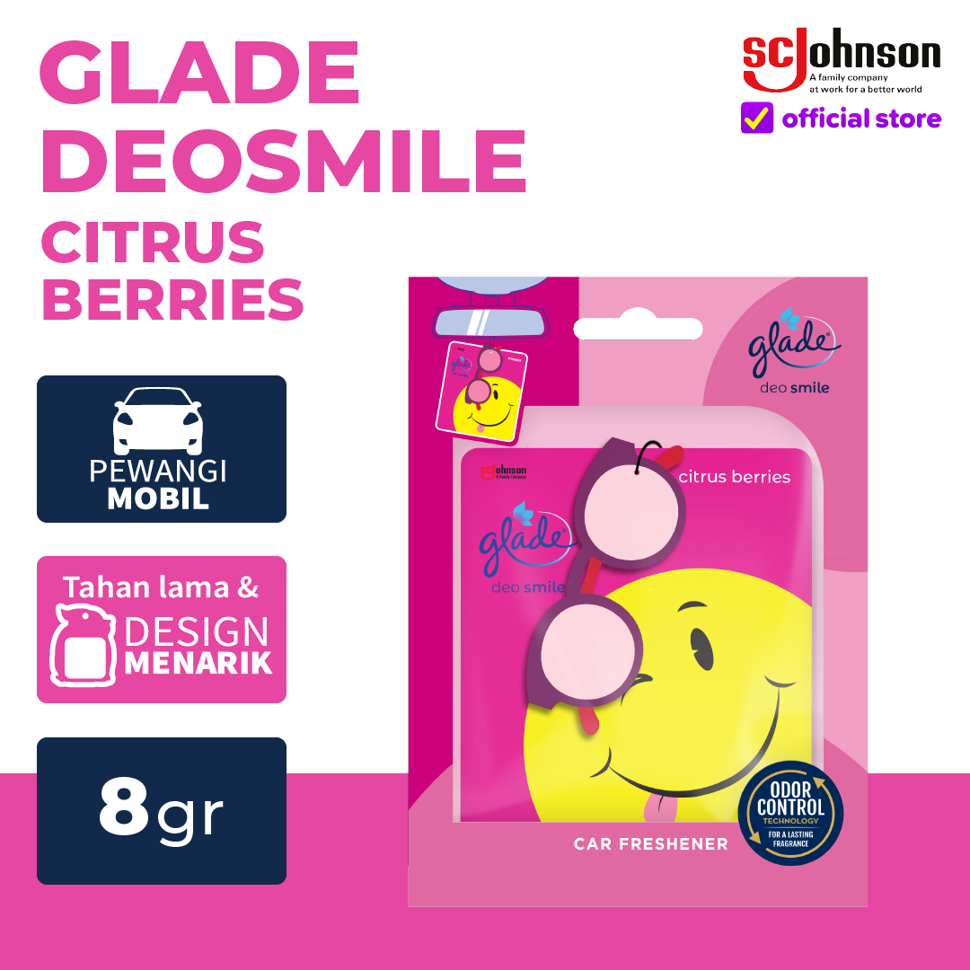 Glade Deosmile Pengharum Mobil - Citrus 8gr Harga 16,380 rupiah*Gratis Ongkir