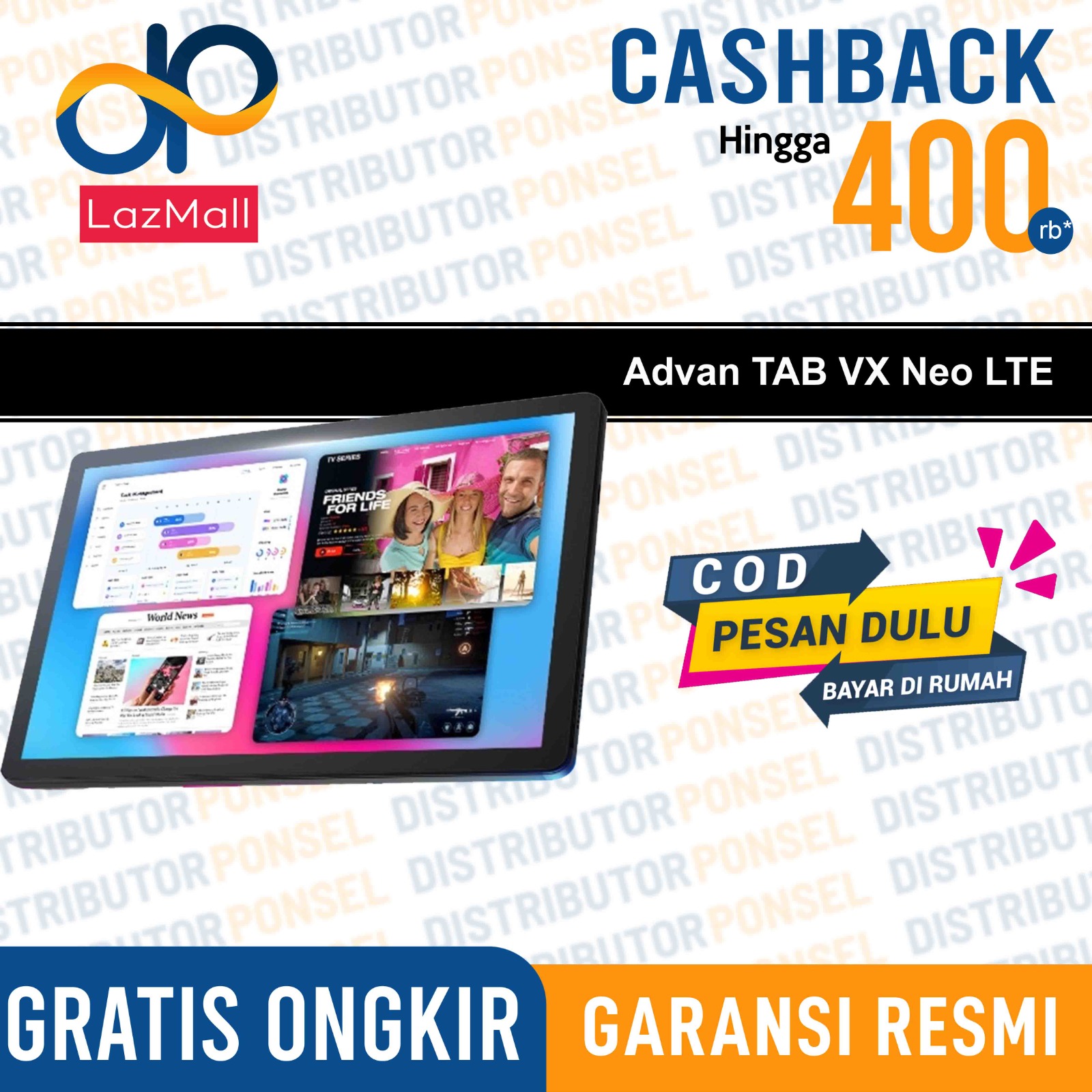 Advan Tab VX Neo LTE 4/128 10.1" Inch Android 14 Garansi Resmi Harga  1,509,000 Ringgit*Penghantaran Percuma