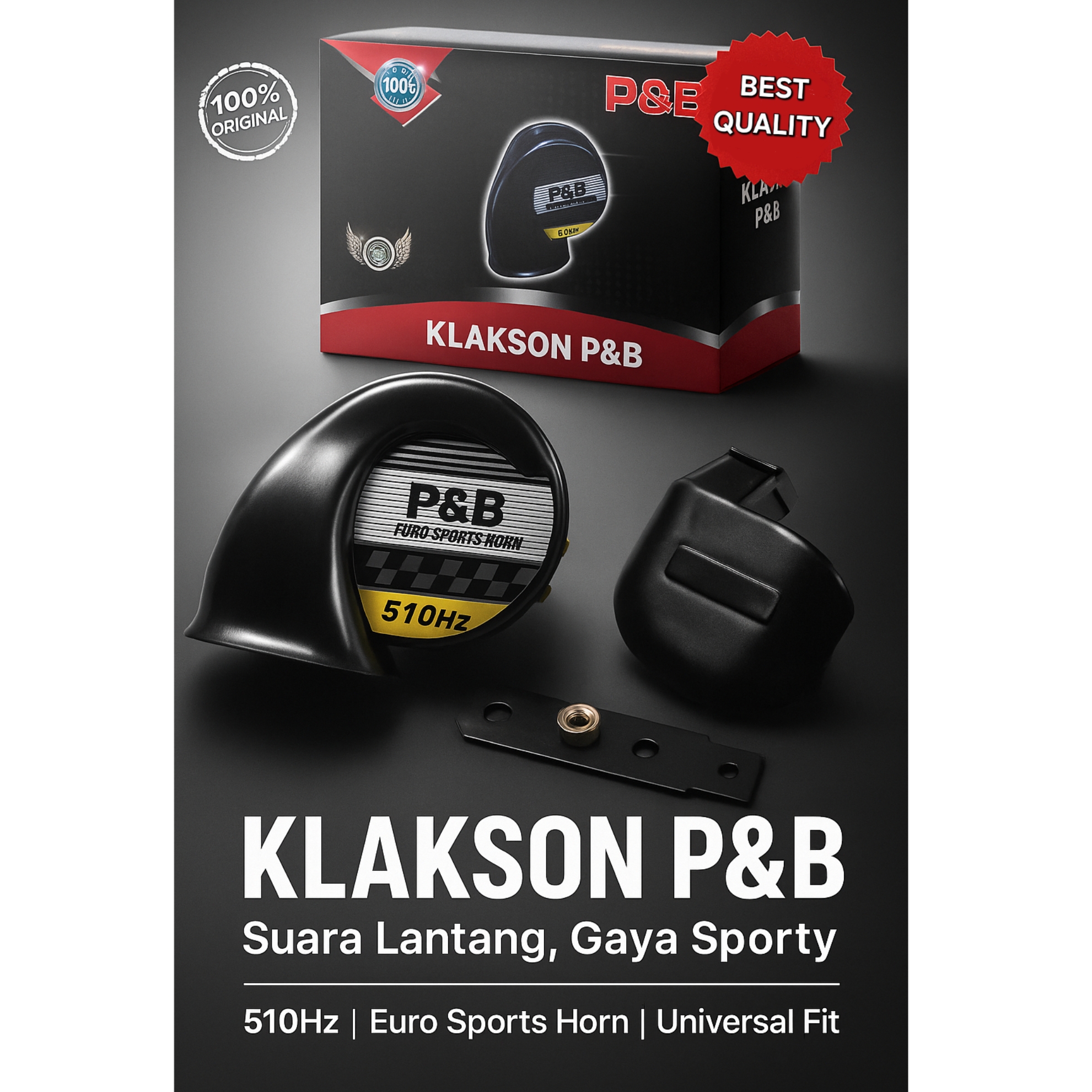 Single P&B Snail Horn 12V Loud Loud Sound 510Hz Universal for All Motorcycles Waterproof Waterproof Harga 24,780 rupiah*Gratis Ongkir